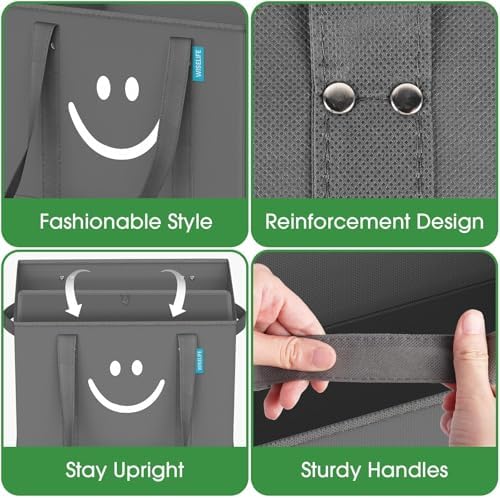 Reusable Grocery Bags 6 PCS, Sturdy Handles & Bottom to Stands Upright - Image 4