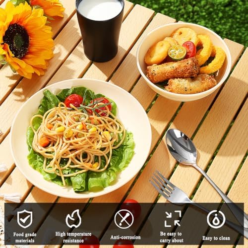 Kyraton Camping Utensils - Travel & Picnic Mess Kit, Silverware Set Includes Knife, Spoon, Fork, Cup, Bowl, Plate - Camping Essentials for 2 - Image 4