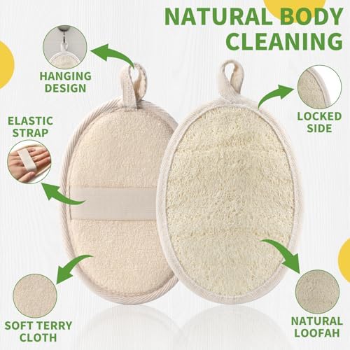 6 Pack Large Size Natural Loofah Body Scrubber for Exfoliating - Image 5