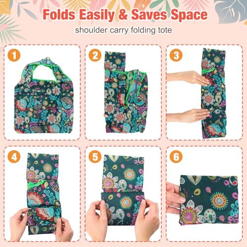 Eccliy 24 Pcs Reusable Grocery Bags Shopping Bags Foldable, Plants Style - Image 2