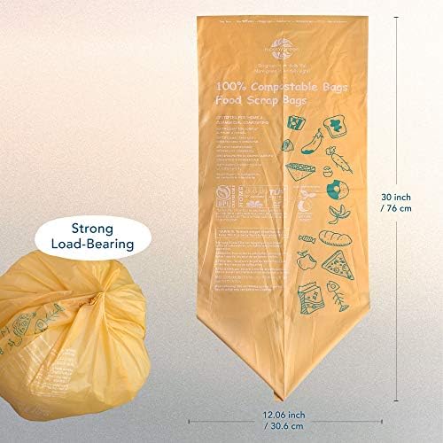 Compostable Trash Bags 13 Gallon, Tall Kitchen Food Waste Bags, US BPI ASTM D6400 and Europe OK Compost Home Certified, Heavy-Duty, 49.2 Liter, 100 Count, Extra Thick - Image 3