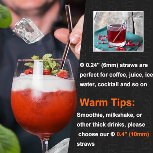 Vinaco 12 Pack 0.24" Wide Reusable Stainless Steel metal Straws - Image 4