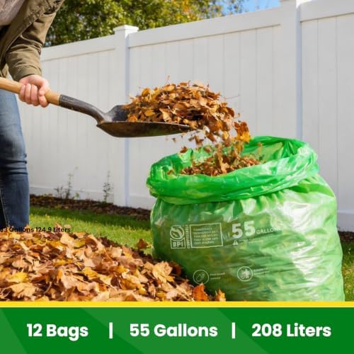 30-33 Gallon Compostable Trash Bags Liners Flat-Top, Heavy Duty Extra Thick 1.28 Mil, 124.92 Liter, 30 Bags, Lawn, Yard, and Restaurant Use, ASTM D6400, US BPI Certified - Image 5