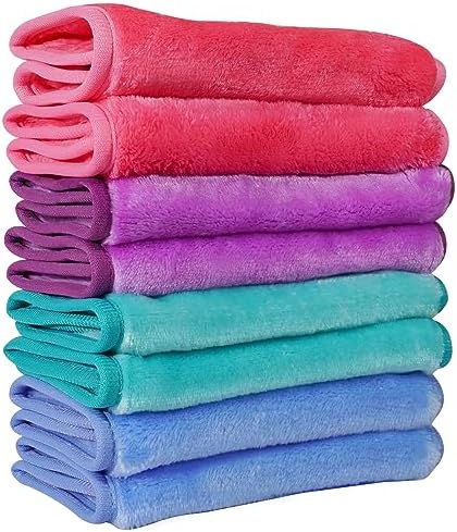 Nugilla Makeup Remover Cloths, 8 Packs Makeup Remover Towels Reusable Face Wash Cloth, Soft Microfiber Face Cloth for Women by Nugilla