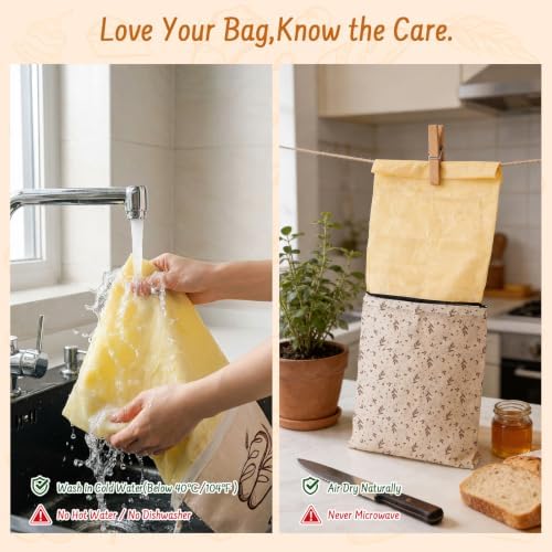 2-Pack Reusable Beeswax Bread Bags for Sourdough & HomemadeBread with Zipper, 16.5 x 13 inch bread bags for Food Storage - Image 6