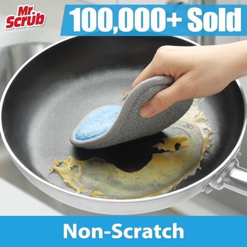 Sponges Kitchen Dish Sponge for Washing Dishes Cleaning Kitchen, All-Purpose, 12 Pack, Non Scratch, Rough Scrubbers Side for Non-Stick Cookware, Soft Microfiber Scrub Side for Dishes, Mr. Scrub - Image 2