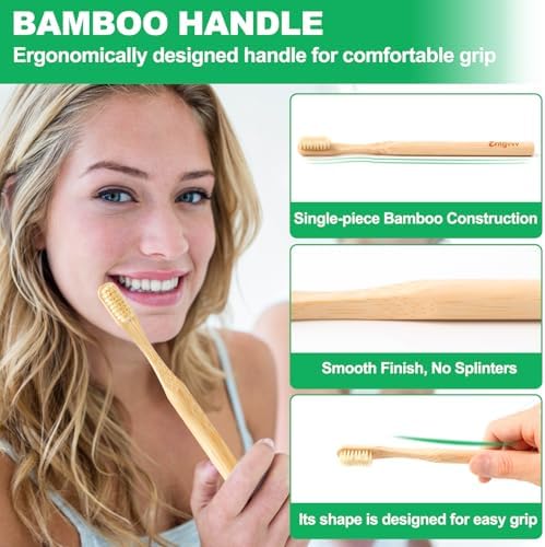 Boar Bristle Toothbrush, Plastic Free Natural Bamboo Toothbrushes - Image 3