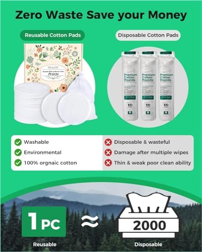 ProCIV Reusable Makeup Remover Pads, 18 Packs Washable Organic Bamboo Reusable Cotton Rounds for All Skin Types & Toner with Laundry Bag, Eco Friendly Zero Waste Reusable Cotton Pads for Woman (White) - Image 2
