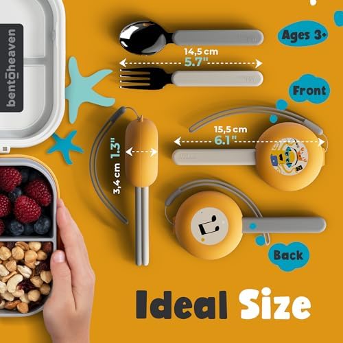 Bentoheaven Kids Utensils Set with Case, Reusable Fork & Spoon, Octopus - Image 4