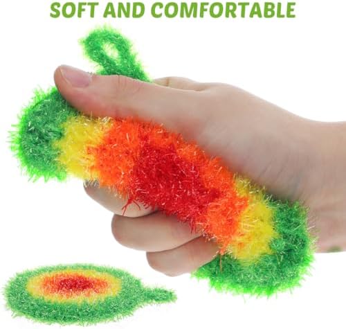 HEALLILY Dish Scrubber Sponge 5 Pack Non Scratch Knitted Household Cleaning Sponges for Kitchen Washing, Reusable Crochet Handmade Oil Resistant (Assorted Colors) - Image 4