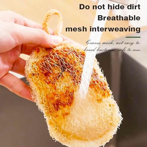 8 Pcs Natural Loofah Dishwashing Sponge Loofah Dish Towel Sponges with Hanging Loop for Kitchen Cleaning Dishes Natural Dish Scrubber - Image 6