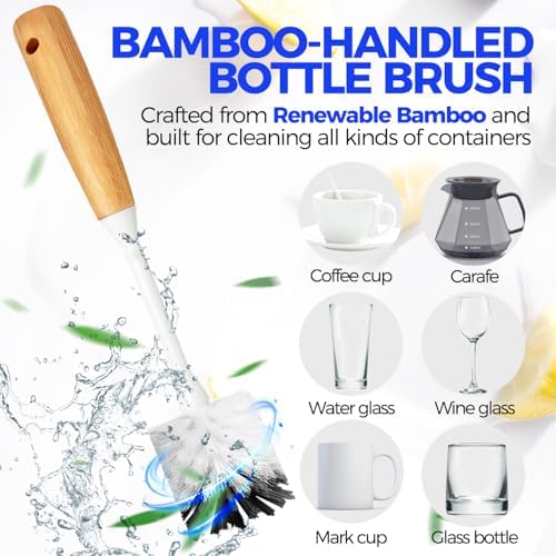 Holikme 6 Pack Dish Brush with Bottle Brush Scrub Brush Straw,Gray - Image 4
