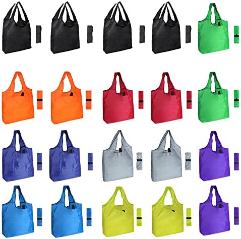 Aricsen Durable Colorful Folding Reusable Grocery Bags Handles, 20 Pack by Aricsen