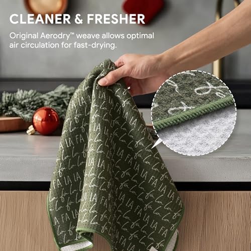 RECYCO Christmas Waffle Kitchen Towels Set of 2 - Quick Dry Microfiber Sustainable Dish Towels - Ultra Absorbent Reusable Cleaning Tea Towels - Lightweight Hand Towels,16”x 28” - Image 4