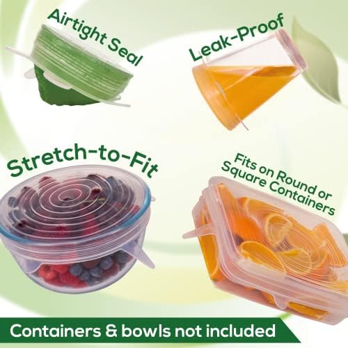 unwasted Reusable Silicone Lids (Variety Pack) – Upgrade Your Kitchen Gadgets with Our Covers for Food Storage – Reusable Silicone Stretch Lids and Food Covers for Containers (Pack of 7) - Image 4