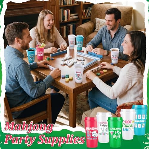 LemonRoad 12 Pcs Mahjong Cups with Lid 16 oz Mahjong Plastic Tumblers - Image 3
