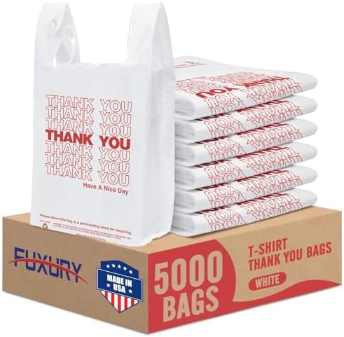 Fuxury 5000 Count (5K) Thank You Plastic Shopping Bags for Small Business by Fuxury
