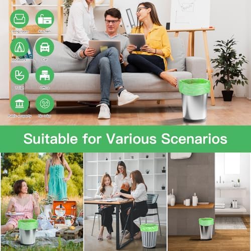Small Trash Bags Biodegradable 1.6-Gallon - Clear Green Bulk 100 Counts Easy Tearing Compostable Mini Garbage Bag Ultra Strong Unscented Waste Basket Liners for Pet Garden Home Inwaysin - Image 7