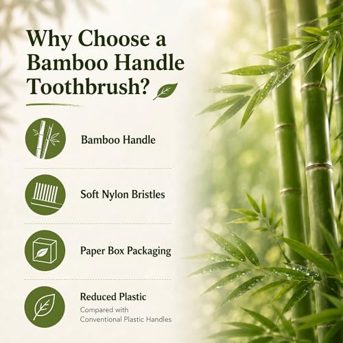 Bamboo Toothbrushes 10 Pack - Soft Bio-Based Nylon Bristles - Image 6