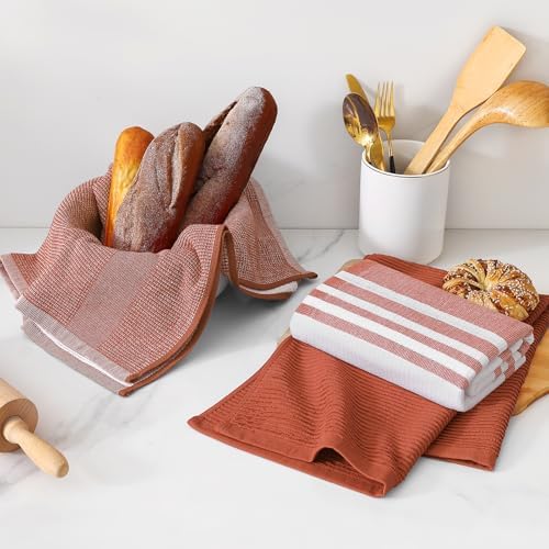 Homaxy Cotton 380 GSM Premium Kitchen Towels, 18"x 28", 3 Pack, Rust - Image 6