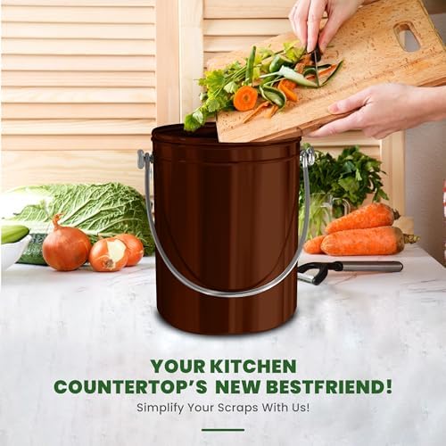 Utopia Kitchen Countertop Compost Bin 1.3 Gallon, Stainless Steel, Copper - Image 6