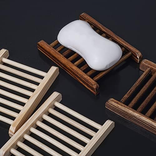 Ru S 10 Piece Home Bamboo Wood Soap Holder, Bathroom Wooden Soap Case, Hand Craft Bathtub Shower Dish Accessories (Charcoal and Wooden) - Image 5