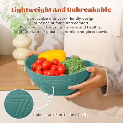 Homienly 9.6 inch Serving Bowls, Large Serving Dishes for Wedding Parties, 60 OZ Centerpiece Serving Bowls for Salad, Popcorn, Pasta, Dinner, Oval Shape, Microwave & Dishwasher Safe, Set of 4, Multi - Image 4