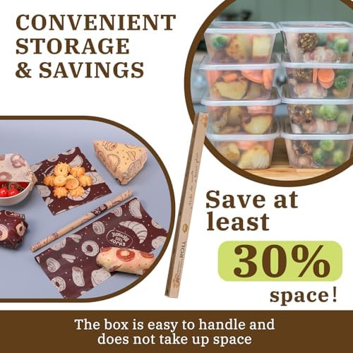 3 Rolls 13 x 40 Inches Reusable Beeswax Wraps for Food - Image 3