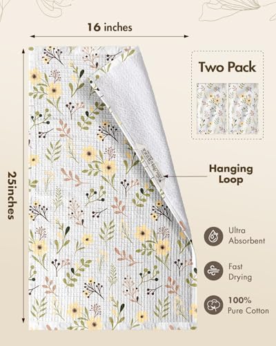Miss Adola 370GSM Cotton Waffle Kitchen Towels, Flower - Image 4