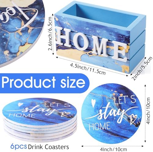 Queekay House Warming Gifts New Home Farmhouse Coasters Set of 6, Blue - Image 2