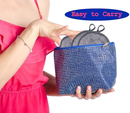Large Reusable Makeup Remover Pads Face Cleaning Pad 5"x 5" Grey 12 Pack - Image 7
