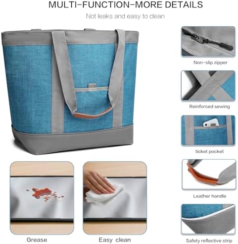 Insulated Cooler Bag Reusable Grocery Tote Bags Transport Large Lunch Box for Women - Image 2