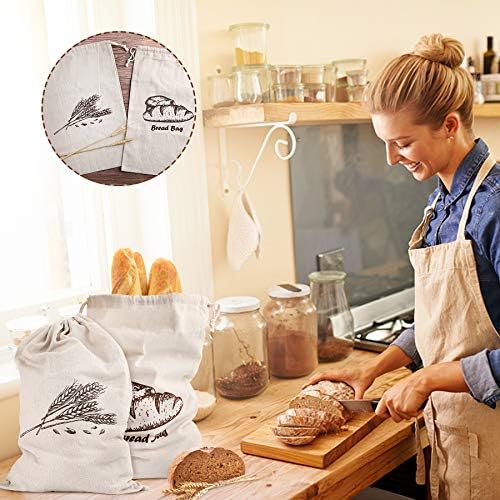 Augshy 4 Pcs Linen Bread Bags for Homemade Bread Container - Image 7