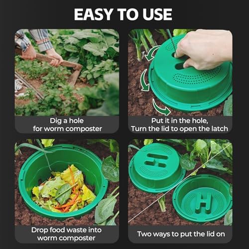 4-Pack Inground Worm Compost Bin, Worm Composter for Beginners,8L - Image 5