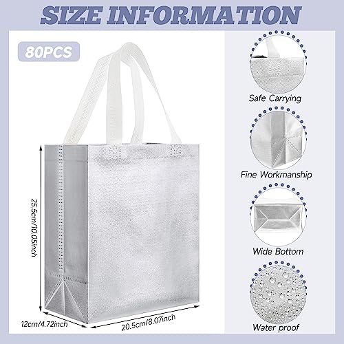Eccliy 80 Pcs Reusable Gift Bags, Medium, Silver - Image 6
