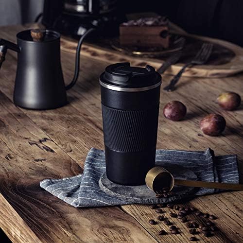 YINJOYI 17oz Travel Coffee Cups Insulated Mug Thermal Tumbler to Go with Lid Leak Proof Reusable Stainless Steel Coffee Mug Spill Proof for Hot and Iced Cold Drinks (Black, 510ml) - Image 6