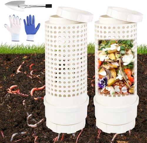 2 Packs Inground Worm Composter, Outdoor Worm Compost Bin Kit with Lid by Unknown