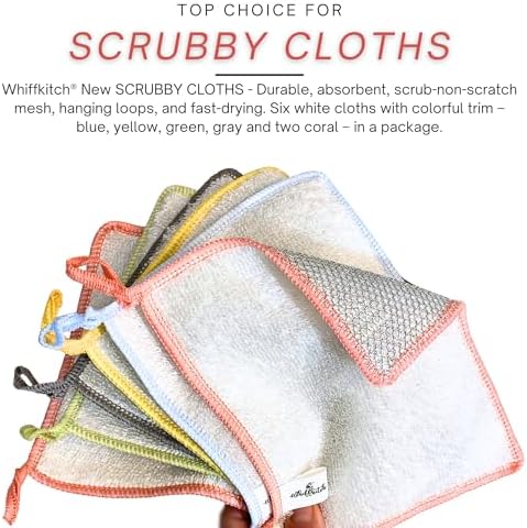 Whiffkitch Scrubbing Dishcloths 2ply Mesh Scrub Reusable Dishrag 6pk 6x7in - Image 2