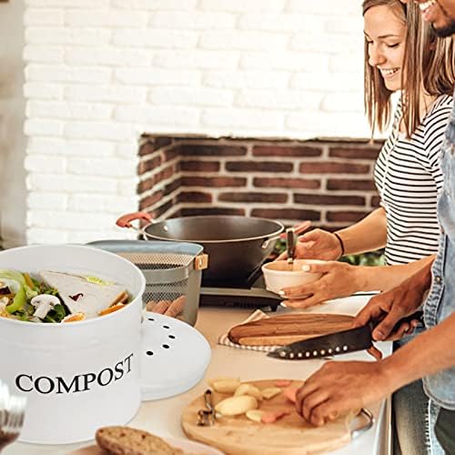 AVLA Compost Bin Kitchen Countertop, 1 Gallon Composter Pail, Food Waste Composting Bucket, Odorless Trash Keeper Container, White Scraps Caddy with Charcoal Filter, Carrying Handle, Lid - Image 6