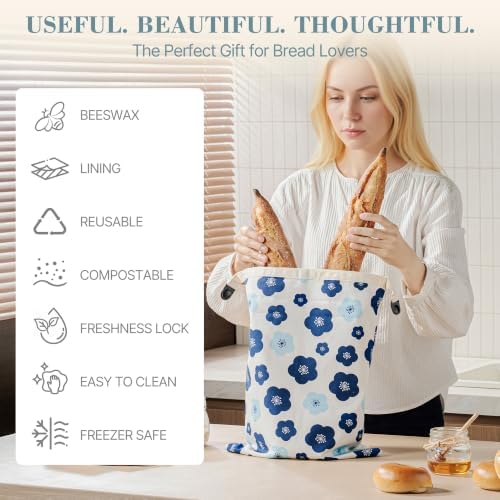 Beeswax Bread Bags for Sourdough, Reusable Bread Bags for Homemade Bread, 2 Pack Natural Cotton Beeswax Storage, Natural Cotton Beeswax Bags, Large Capacity - Image 6