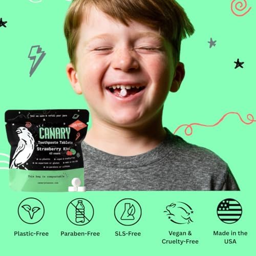 Canary Nano Hydroxyapatite Toothpaste Tablets Strawberry Kiwi - Remineralizing, Fluoride Free, All Natural Tabs with Xylitol - Great for Kids, Plastic Free - 189 Count - Image 3