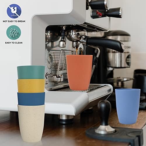 Wrova Wheat Straw Cups 6 PCS Good Alternative to Plastic Reusable Cups 20 oz Unbreakable Drinking Cup Reusable Dishwasher Safe Water Plastic Glasses Mixed Color - Image 5