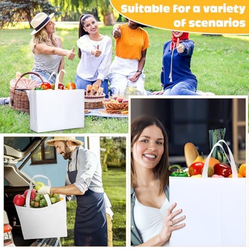Windyun Reusable Grocery Bags Large Non Woven Shopping Bags with Handles Foldable Portable Tote, 16x6x12 Inch - Image 2