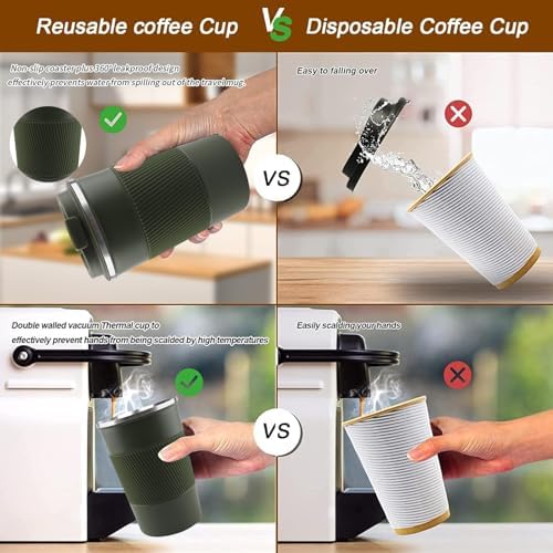 Insulated Travel Coffee Mug, Stainless Steel Coffee Cup with Leakproof Lid - Image 5