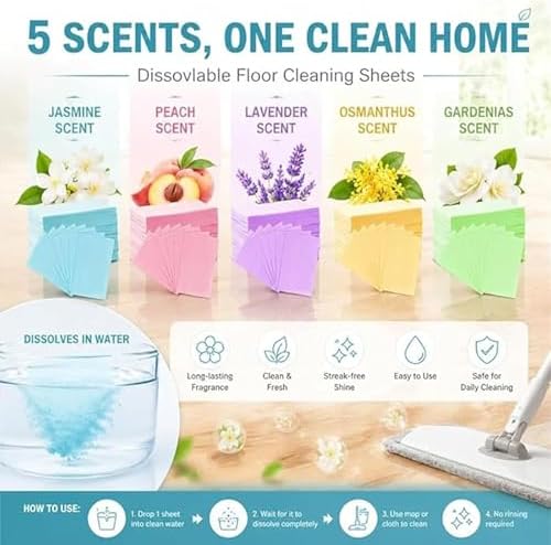 Floor Cleaning Tablets Multi-Surface Cleaner, Dissolvable Mopping Tablets For Deep Cleaning, Stain Removal & Streak-Free Finish For Home Kitchen, Bathroom, Tile, Wood And Laminate Floors (Pink, 60) - Image 4