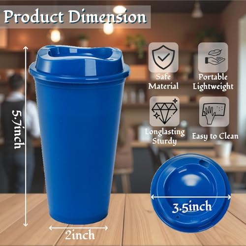 ZAVOOS 14 Pack Reusable Coffee Cups with Lids, 16 Oz - Image 2