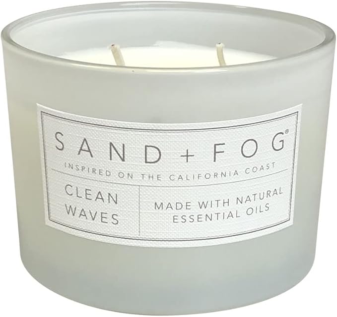 Sand + Fog Scented Candle - Clean Waves – Additional Scents and Sizes – 100% Cotton Lead-Free Wick - Luxury Air Freshening Jar Candles - Perfect Home Decor – 12oz