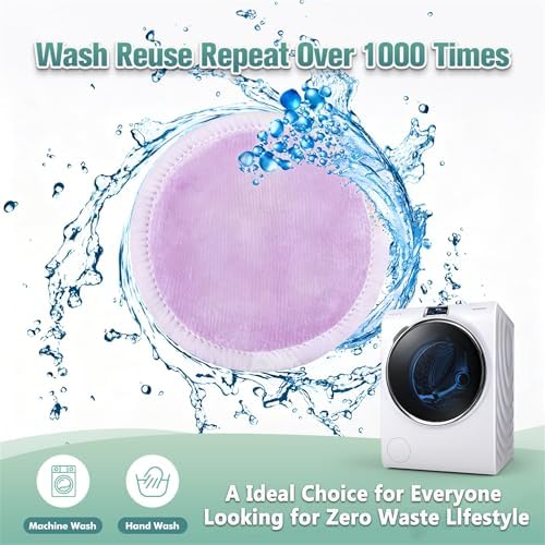 wegreeco 40 Pack Reusable Makeup Remover Pads, Washable Reusable Cotton Rounds Pads for Face, Makeup Remover Cloths for All Skin - (Light Purple) - Image 7