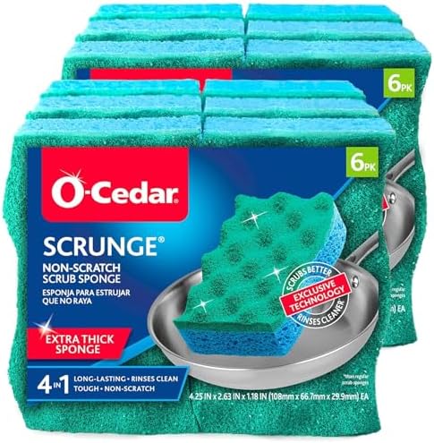 O-Cedar Multi-Use Scrunge Scrub Sponge 6 Count (Pack of 2) by O-Cedar