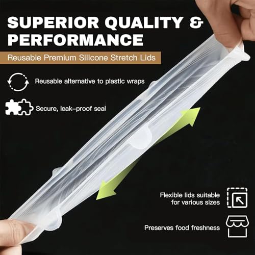 Reusable Silicone Stretch Lids18PCS Round Stretchy Food Covers, Airtight & Leakproof, Microwave & Dishwasher Safe - Image 3